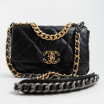 CHANEL Handbag Black Goatskin Quilted 19 Flap Small AGHW -Knockoff
