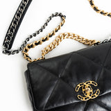 CHANEL Handbag Black Goatskin Quilted 19 Flap Small AGHW -Knockoff
