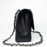 CHANEL Handbag Black Jumbo Caviar Quilted Classic Flap Silver Hardware -Knockoff
