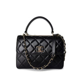 CHANEL Handbag Black / Lambskin 21S Black Lambskin Quilted Small Trendy CC Light Gold Hardware -Knockoff
