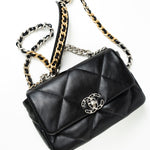 CHANEL Handbag Black Lambskin Quilted 19 Flap Small -Knockoff
