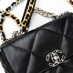 CHANEL Handbag Black Lambskin Quilted 19 Flap Small -Knockoff
