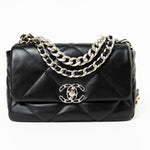 CHANEL Handbag Black Lambskin Quilted 19 Flap Small -Knockoff
