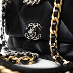 CHANEL Handbag Black Lambskin Quilted 19 Flap Small -Knockoff
