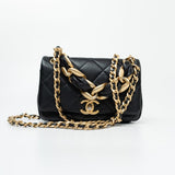 CHANEL Handbag Black Lambskin Quilted Entwined Single Flap Mini Aged Hardware -Knockoff
