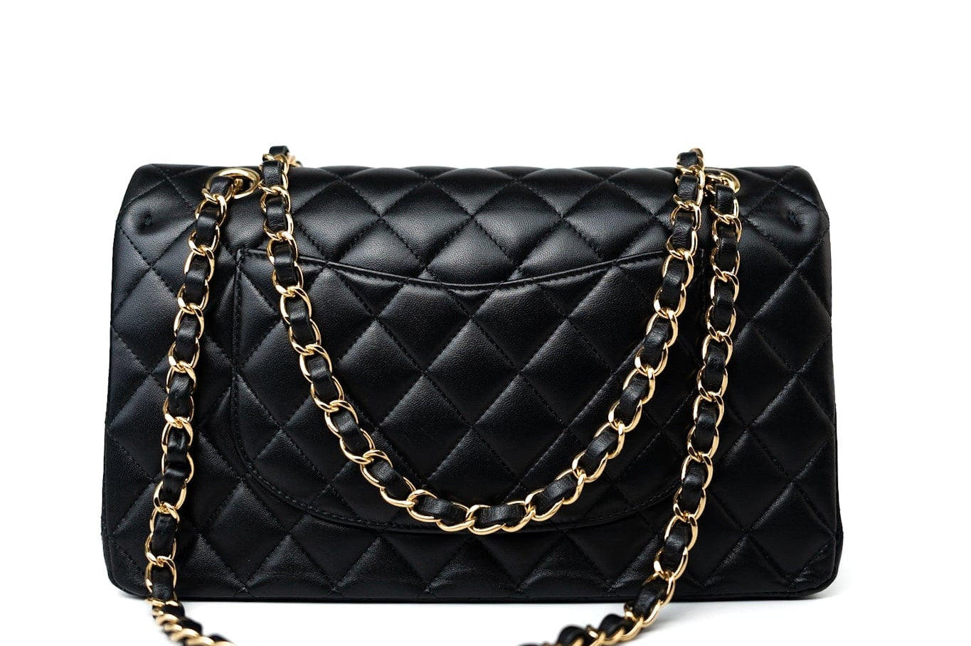 CHANEL Handbag Black Lambskin Quilted Medium Classic Flap Gold Hardware -Knockoff
