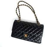 CHANEL Handbag Black Lambskin Quilted Medium Classic Flap Gold Hardware -Knockoff
