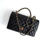 CHANEL Handbag Black Lambskin Quilted Medium Classic Flap Gold Hardware -Knockoff
