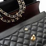 CHANEL Handbag Black Lambskin Quilted Medium Classic Flap Gold Hardware -Knockoff
