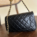 CHANEL Handbag Black Lambskin Quilted Mini Rectangular CC Pearl Crush Single Flap AGHW -Knockoff
