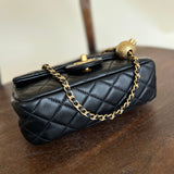 CHANEL Handbag Black Lambskin Quilted Mini Rectangular CC Pearl Crush Single Flap AGHW -Knockoff
