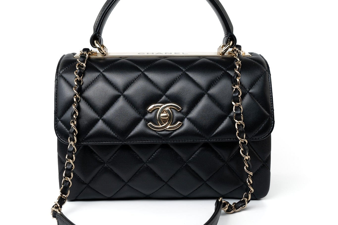 CHANEL Handbag Black Lambskin Quilted Trendy CC Small Light Gold Hardware -Knockoff
