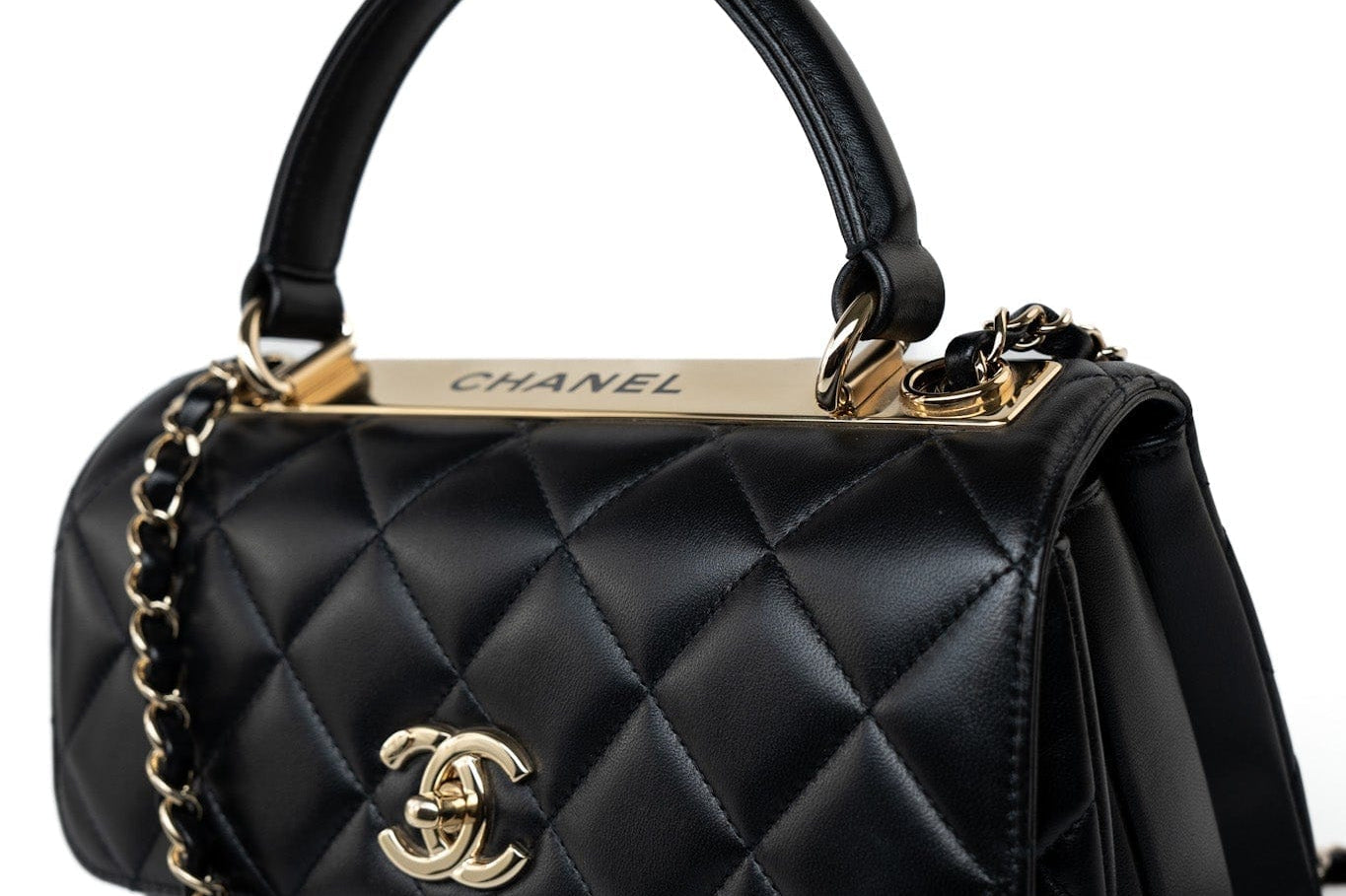 CHANEL Handbag Black Lambskin Quilted Trendy CC Small Light Gold Hardware -Knockoff
