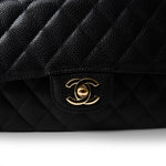 CHANEL Handbag Black Medium Black Caviar Quilted Classic Flap Gold Hardware -Knockoff
