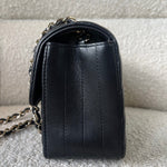 CHANEL Handbag Black Mini Rectangular Lambskin Chevron Light Gold Hardware -Knockoff
