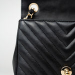 CHANEL Handbag Black Mini Square Black Lambskin Chevron Flap LGHW -Knockoff
