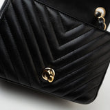 CHANEL Handbag Black Mini Square Black Lambskin Chevron Flap LGHW -Knockoff
