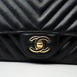 CHANEL Handbag Black Mini Square Black Lambskin Chevron Flap LGHW -Knockoff
