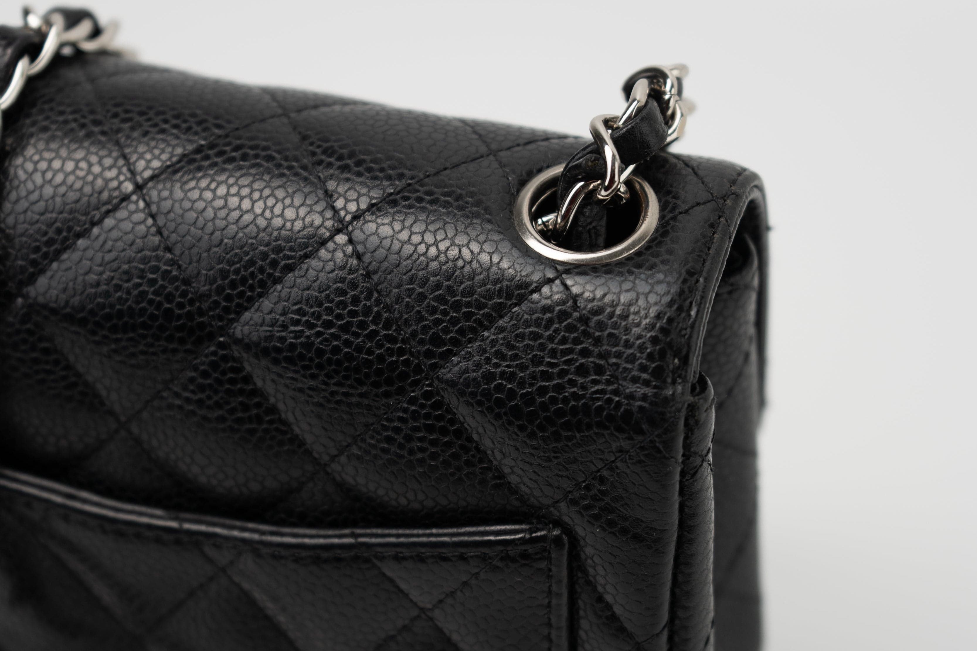 CHANEL Handbag Black Mini Square Caviar Quilted Single Flap SHW -Knockoff
