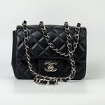 CHANEL Handbag Black Mini Square Lambskin Quilted Flap Silver Hardware -Knockoff
