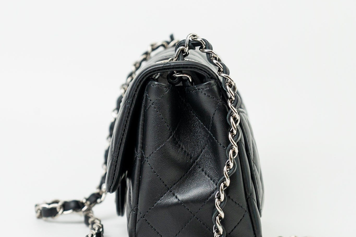 CHANEL Handbag Black Mini Square Lambskin Quilted Flap Silver Hardware -Knockoff
