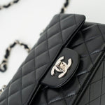 CHANEL Handbag Black Mini Square Lambskin Quilted Flap Silver Hardware -Knockoff
