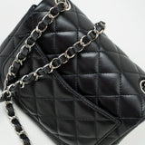 CHANEL Handbag Black Mini Square Lambskin Quilted Flap Silver Hardware -Knockoff
