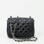 CHANEL Handbag Black Mini Square Lambskin Quilted Flap Silver Hardware -Knockoff
