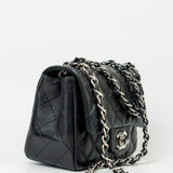 CHANEL Handbag Black Mini Square Lambskin Quilted Flap Silver Hardware -Knockoff
