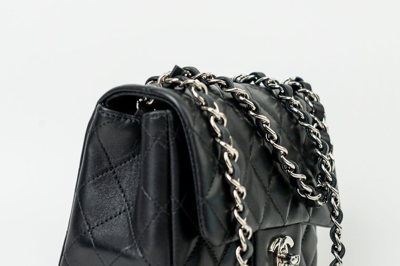 CHANEL Handbag Black Mini Square Lambskin Quilted Flap Silver Hardware -Knockoff
