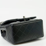 CHANEL Handbag Black Mini Square Lambskin Quilted Flap Silver Hardware -Knockoff
