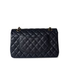 CHANEL Handbag Black Navy Caviar Quilted Classic Flap Medium Light Gold Hardware -Knockoff
