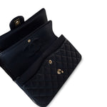 CHANEL Handbag Black Navy Caviar Quilted Classic Flap Medium Light Gold Hardware -Knockoff
