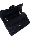 CHANEL Handbag Black Navy Caviar Quilted Classic Flap Medium Light Gold Hardware -Knockoff
