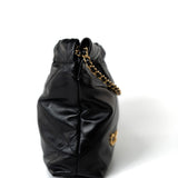 CHANEL Handbag Black Shiny Black Calfskin Quilted Mini 22 Bag Antique Gold Hardware -Knockoff
