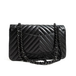 CHANEL Handbag Black So Black Lambskin Chevron Medium Classic Flap -Knockoff
