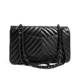 CHANEL Handbag Black So Black Lambskin Chevron Medium Classic Flap -Knockoff
