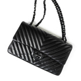 CHANEL Handbag Black So Black Lambskin Chevron Medium Classic Flap -Knockoff
