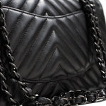 CHANEL Handbag Black So Black Lambskin Chevron Medium Classic Flap -Knockoff
