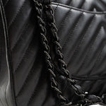 CHANEL Handbag Black So Black Lambskin Chevron Medium Classic Flap -Knockoff
