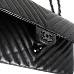 CHANEL Handbag Black So Black Lambskin Chevron Medium Classic Flap -Knockoff
