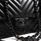 CHANEL Handbag Black So Black Lambskin Chevron Medium Classic Flap -Knockoff
