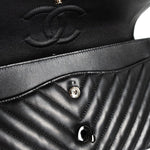 CHANEL Handbag Black So Black Lambskin Chevron Medium Classic Flap -Knockoff
