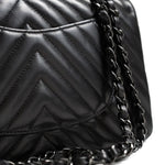 CHANEL Handbag Black So Black Lambskin Chevron Medium Classic Flap -Knockoff
