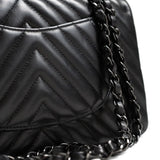 CHANEL Handbag Black So Black Lambskin Chevron Medium Classic Flap -Knockoff
