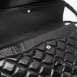 CHANEL Handbag Black So Black Shiny Crumpled Calfskin Quilted Jumbo Double Flap -Knockoff
