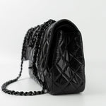 CHANEL Handbag Black So Black Shiny Crumpled Calfskin Quilted Jumbo Double Flap -Knockoff
