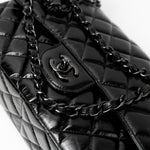 CHANEL Handbag Black So Black Shiny Crumpled Calfskin Quilted Jumbo Double Flap -Knockoff
