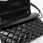 CHANEL Handbag Black So Black Shiny Crumpled Calfskin Quilted Jumbo Double Flap -Knockoff
