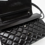 CHANEL Handbag Black So Black Shiny Crumpled Calfskin Quilted Jumbo Double Flap -Knockoff
